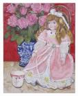 Doll＆flowers薔薇、絵画、油絵、美術品